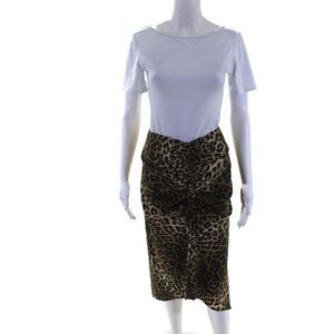 FiveSeventyFive Women's Zip Closure Cinch Animal Print Midi Skirt Size L